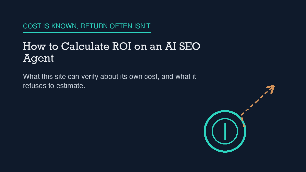 Coin icon with a dashed open-ended trendline rising away from it, representing known AI SEO agent cost versus uncertain return.